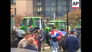 Farmers' protest during EU meeting on milk price crisis, reax