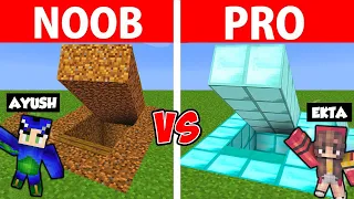 NOOB vs PRO: SAFEST HIDDEN HOUSE BUILD CHALLENGE ft. @AyushMore in Minecraft