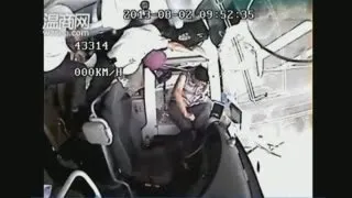 Shocking moment bus driver survives horrific crash in China