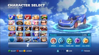 Sonic All Stars Racing Transformed All Characters (Including DLC) & Gameplay [Xbox Series S]