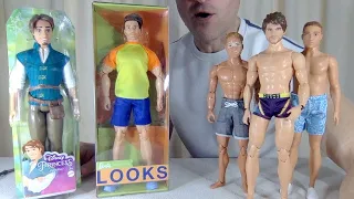 Barbie Looks 18 Buff Tate vs Disney Princess Flynn Rider Mattel Ken Doll Unboxing Rebody Comparison