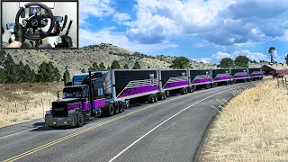 Insane Transport Challenge: 6 Trailers ROAD TRAIN  - American Truck Simulator - Moza R9