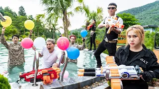 LTT Nerf War : Couple Police SEAL X Warriors Nerf Guns Fight The Cowboy Teasing Wrong S.W.A.T