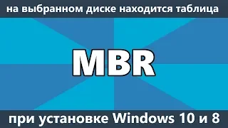 На выбранном диске находится таблица MBR разделов при установке Windows 10 и 8