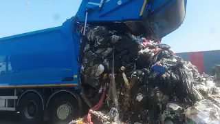 HGV BIN WAGON DRIVER UNLOADING REFUSE COLLECTION