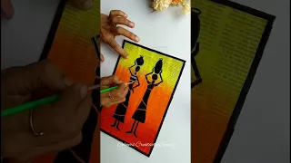 Newspaper Painting/ African Tribal Painting #creativeshorts #ytshorts #artshorts #acrylicpainting