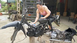 Repair technique - Genius girl restores severely damaged motorbikes _ Mechanic girl