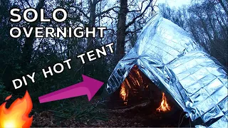 SUPER WARM SUB ZERO WINTER CAMPING! Solo Overnight In A DIY Hot Tent |