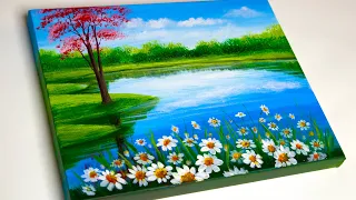 Acrylic landscape painting | Painting tutorial | Painting for beginners