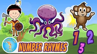 New Number Rhymes | Ten Little Indians | Octopus song | Three Little Monkeys | Rhymetime Rabbit