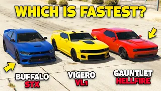 GTA 5 Online Which is Fastest Car - VIGERO VL1 VS  BUFFALO STX VS HELLFIRE [TOP SPEED, ACCELERATION]