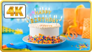 Happy birthday background Video Loops colourful with cake HD