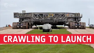 NASA's massive crawler transporter prepare for crawling towards launch of Artemis 1