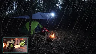 SOLO CAMPING CAMPING WITHERSTORM OVERNIGHT  IN FOREST បោះតង់ក្នុងព្រៃពេលមេឃភ្លៀង EP 83