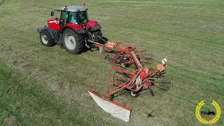 Massey Ferguson 7495 / Kuhn GA 6000 Seitenschwarder / Schwarden / Heu - Ernte