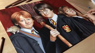 Drawing Harry, Hermione and Ron • Time Lapse