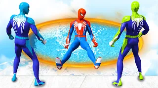 GTA 5 Rainbow Spiderman Jumping Into Portals (Ragdolls/Euphoria Physics) #18