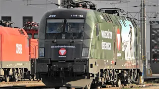 Bundesheer-Lok Taurus 1116 182 & viele Güterzüge bei Nacht im Bahnhof Feldkirch