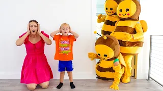 História infantil engraçada sobre os amigos de Bees com Chris e mamãe