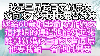 我是三品武官家的庶女，爹向來不疼我，我要替妹妹嫁給60歲的王爺，充作嫡女，這樣娘的境遇也能好起來，誰料，新婚夜王爺不肯圓房，他要我納一名他的男妾【幸福人生】