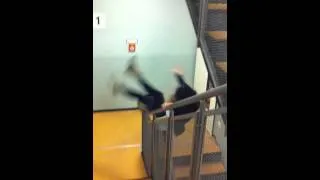 drunk girl falls down stairs badly