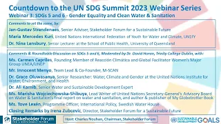 Countdown to the UN SDG Summit 2023 Webinar Series Webinar 3: SDGs 5 and 6 - Gender and Clean Water