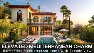 Harmonious Elevated Mediterranean House With Wooden Patio, Pergola Charm & Beautiful Seaside View