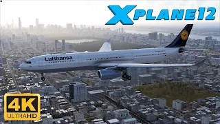 (4K) X-Plane 12 *BETA* - MAXIMUM GRAPHICS - A330 Dense City Landing At Laguardia - New York