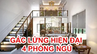 Nhà gác lửng đẹp hiện đại 5Mx17.5M thiết kế 4 phòng ngủ