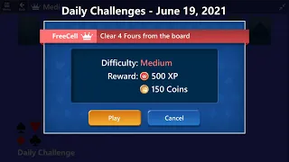 Microsoft Solitaire Collection | FreeCell - Medium | June 19, 2021 | Daily Challenges