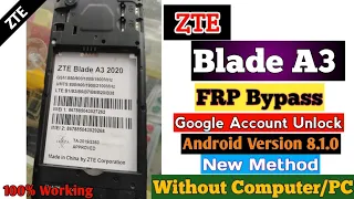 ZTE Blade A3 2020 Frp bypass Google account Remove/Unlock Without Computer New Easy Method