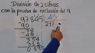 División de 2 cifras con la prueba de exclusión del 9
