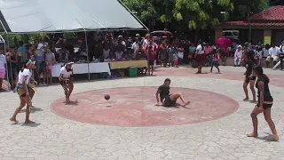 Two female teams battle during the PokTaPok game.