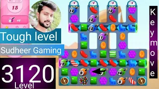 Candy crush saga level 3120 । Tough level । No boosters। Candy crush saga 3120 । Sudheer Gaming