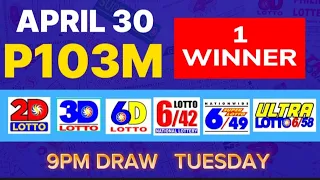 9PM LOTTO RESULTS TODAY APRIL 30 2024 (Complete Details)