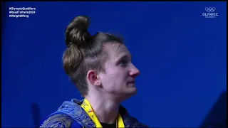 Anthem of Ukraine (2023 European Weightlifting Championships, women's 59 kg, Kamila Konotop)