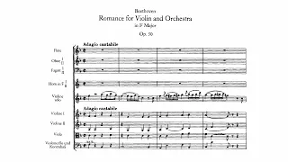 Beethoven: Romance for violin and orchestra No. 2 in F major,  Op. 50 (with Score)