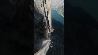 norway basejump water epic rock heliboogie 2023 #shorts #extreme #sports