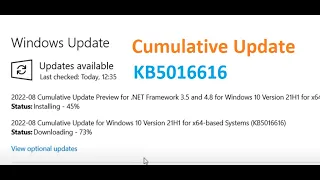 Cumulative Update for Windows 10 Version 21H1 for x64 based Systems KB5016616