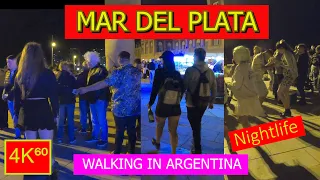 4K⁶⁰ - 👉 MAR DEL PLATA NIGHT 🌙 walk (New Year) - NIGHTLIFE - Walking Tour - ARGENTINA 🌟