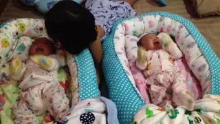 My babies twin bedtime routines, Praselins 1 month old
