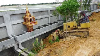 Epic 2!! Mini Dozers pushing land dirt Fill The Soil Under Fence By Dump Trucks 5T