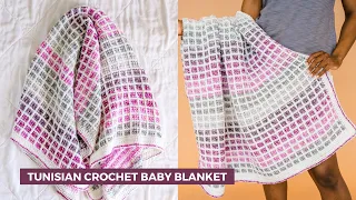 Tunisian Crochet Baby Blanket for BEGINNERS - Ombre Crochet Afghan Tutorial [Mulberry Afghan]