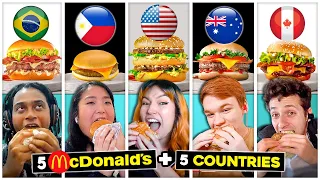 5 McDonald’s Burgers Eaten By 5 People From 5 Countries At The Same Time | React Abroad Ep. #1