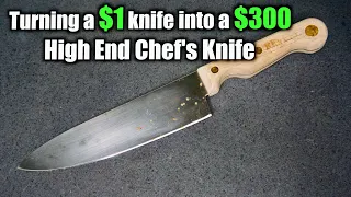 Turning a $1 Knife Into a $300 High End Chef's Knife - CHEF'S KNIFE RESTORATION