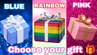 Choose your gift 🎁💖🤮 |gift box challenge| Blue & Rainbow & Pink #pickonequiz #bluevspink