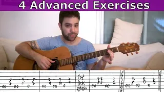 4 Advanced Fingerstyle Exercise Riffs - Guitar Lesson Tutorial w/ TAB