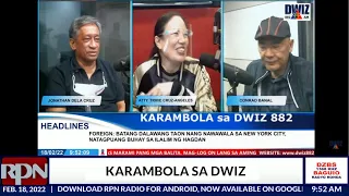 KARAMBOLA SA DWIZ |  February 18, 2022DWIZ 882 MANILA sa RPN