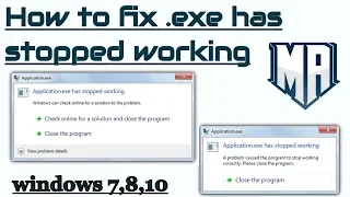 How to fix .exe has stopped working | appcrash solved win 7, 8, 10 |