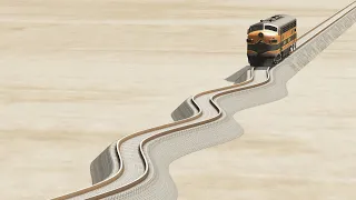 Snaked Rail Tracks vs Trains crossing-Beamng Drive